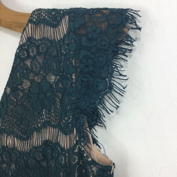 Maeve Anthropologie Womens Elsa Lace Peplum Cap Sleeve Dress Teal Blue Size XS - Picture 5 of 11